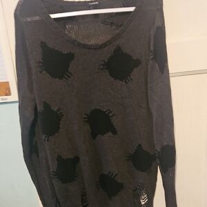 Torrid Black Cat Silhouette Crewneck Sweater